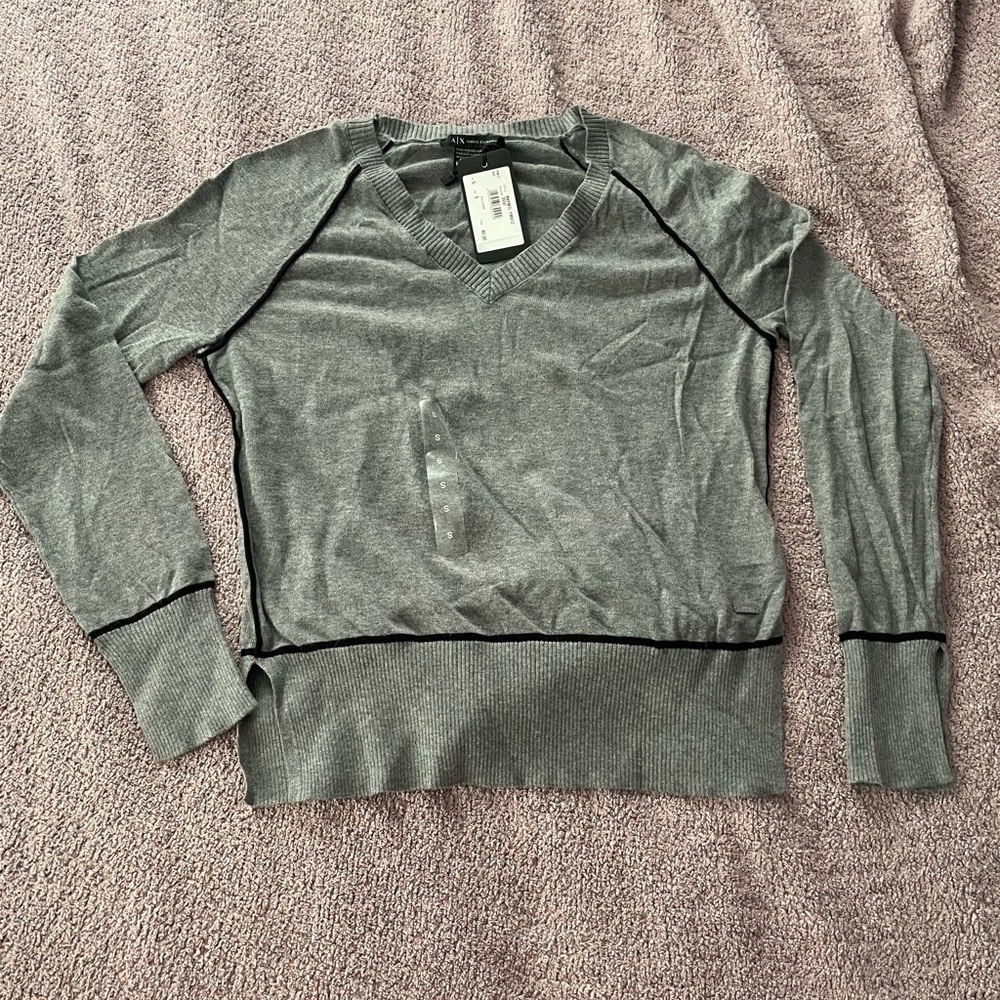 NWT Armani Exchange gray and black cotton sweater size Small